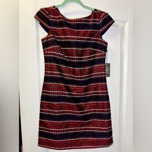 Vince Camuto Red and Black Striped Mini Dress